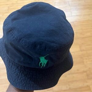 Ralph Lauren Navy Bucket Hat with Green Logo
